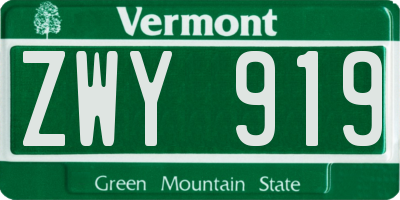 VT license plate ZWY919
