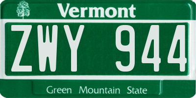 VT license plate ZWY944