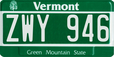 VT license plate ZWY946