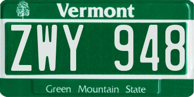 VT license plate ZWY948