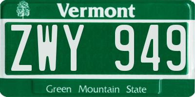 VT license plate ZWY949