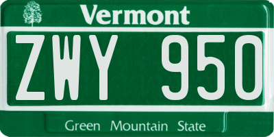 VT license plate ZWY950