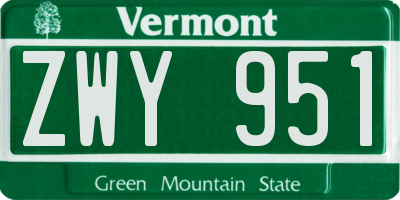 VT license plate ZWY951