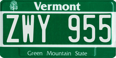 VT license plate ZWY955