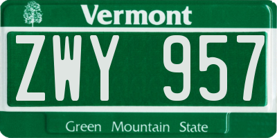 VT license plate ZWY957