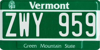 VT license plate ZWY959