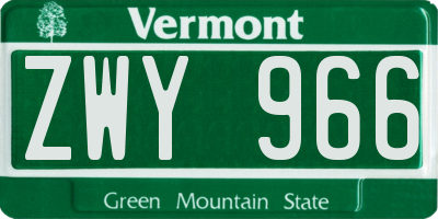 VT license plate ZWY966