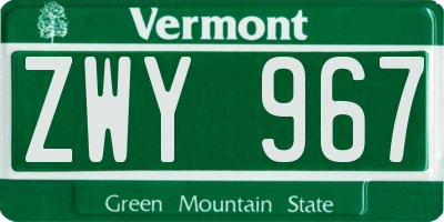 VT license plate ZWY967