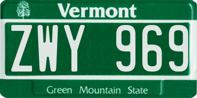 VT license plate ZWY969
