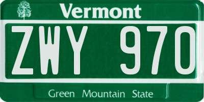 VT license plate ZWY970