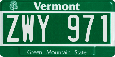 VT license plate ZWY971