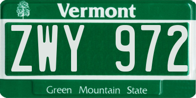 VT license plate ZWY972