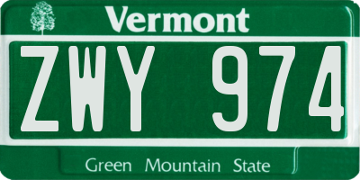 VT license plate ZWY974