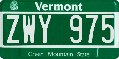VT license plate ZWY975