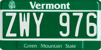 VT license plate ZWY976