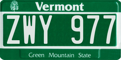 VT license plate ZWY977