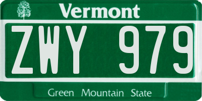VT license plate ZWY979