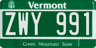 VT license plate ZWY991