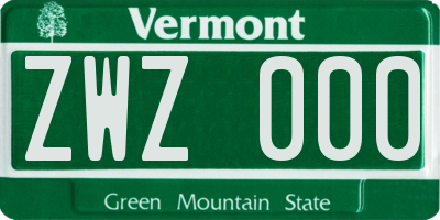 VT license plate ZWZ000