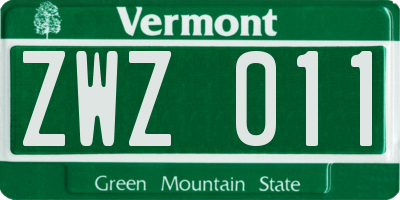 VT license plate ZWZ011