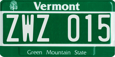 VT license plate ZWZ015