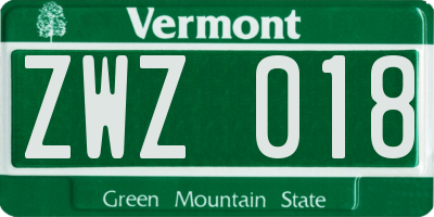 VT license plate ZWZ018