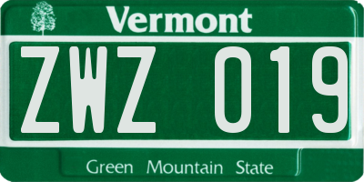 VT license plate ZWZ019