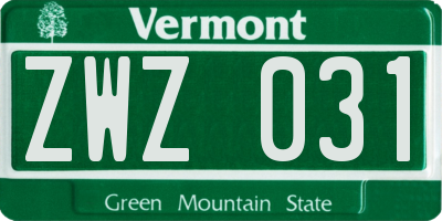 VT license plate ZWZ031