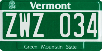 VT license plate ZWZ034