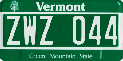 VT license plate ZWZ044