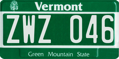 VT license plate ZWZ046
