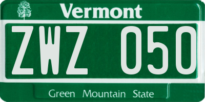VT license plate ZWZ050