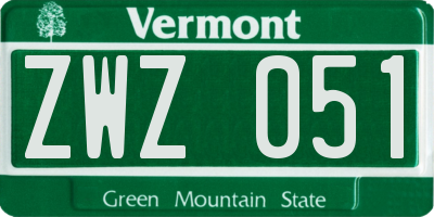 VT license plate ZWZ051