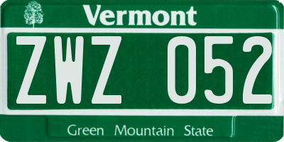 VT license plate ZWZ052