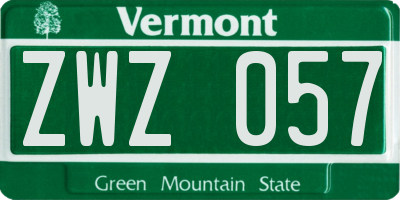 VT license plate ZWZ057