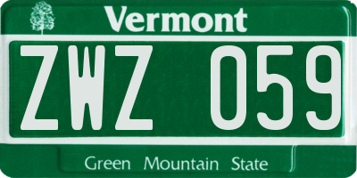 VT license plate ZWZ059
