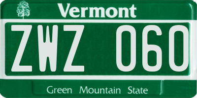 VT license plate ZWZ060