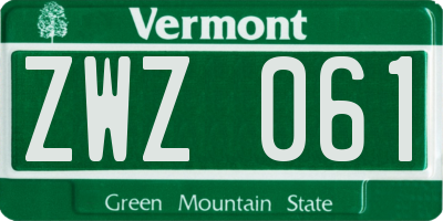 VT license plate ZWZ061