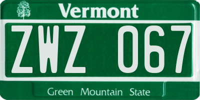 VT license plate ZWZ067