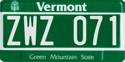 VT license plate ZWZ071