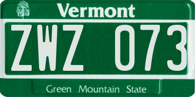 VT license plate ZWZ073