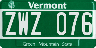 VT license plate ZWZ076