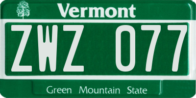 VT license plate ZWZ077