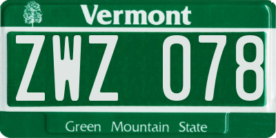 VT license plate ZWZ078