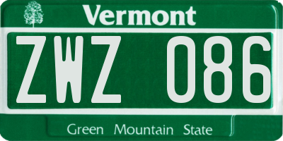 VT license plate ZWZ086