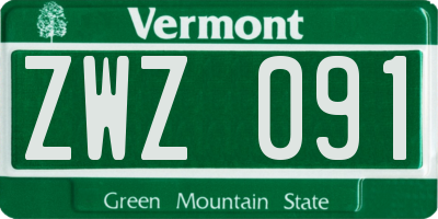 VT license plate ZWZ091
