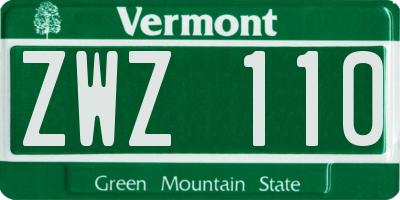VT license plate ZWZ110