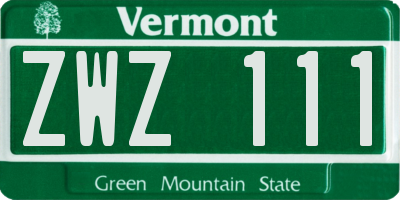 VT license plate ZWZ111
