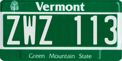 VT license plate ZWZ113