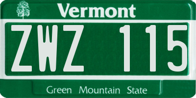 VT license plate ZWZ115